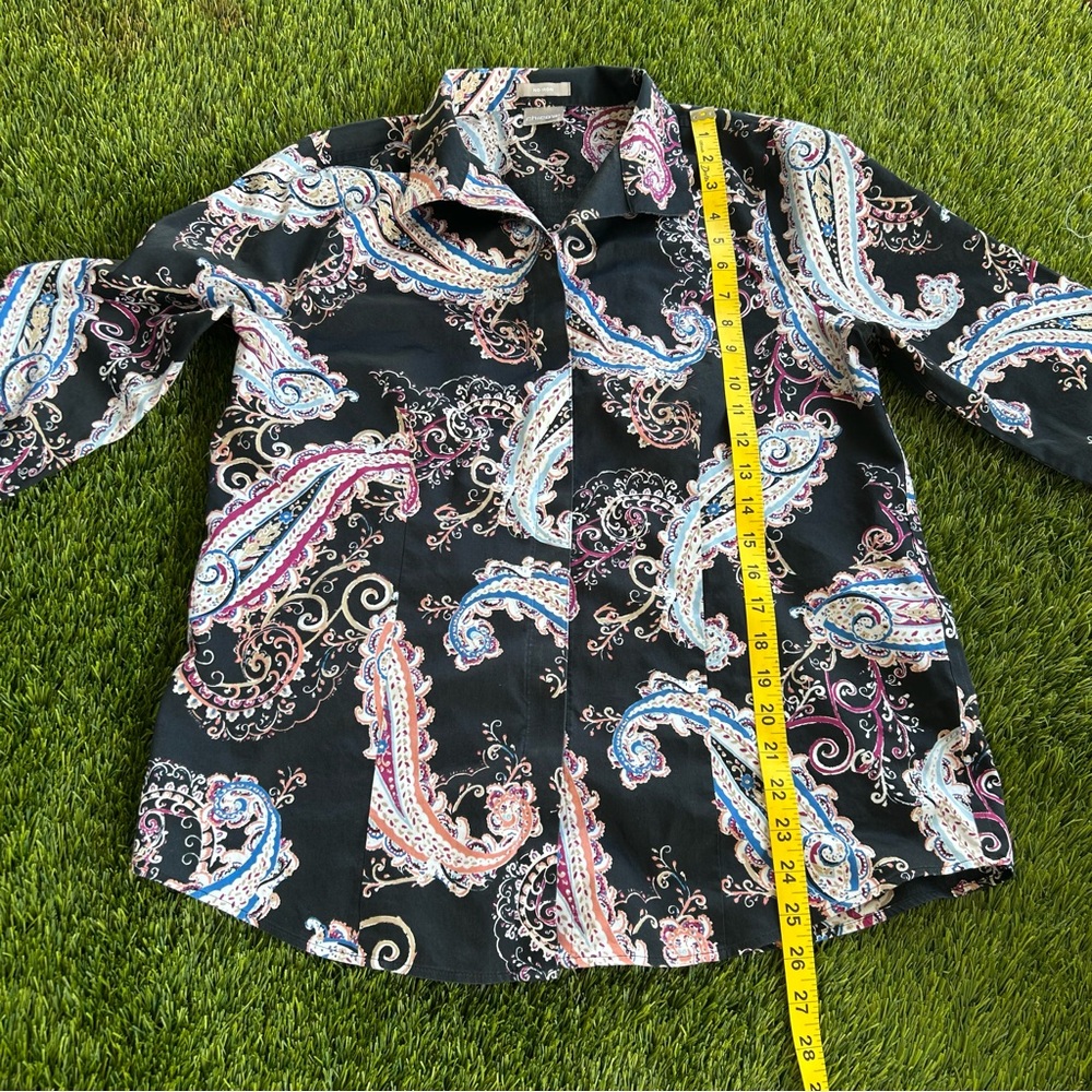 Chico's woman’s  Paisley Button Down Shirt - Black and Multicolor